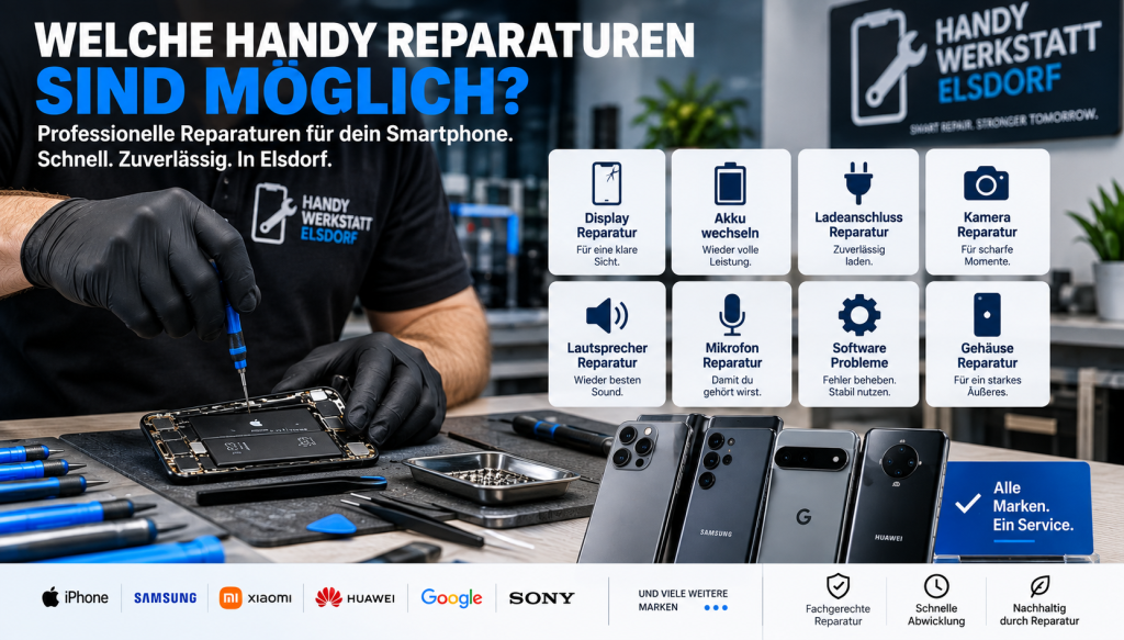 Handy Reparaturen in Elsdorf – Display, Akku, Ladebuchse, Kamera und weitere Smartphone Reparaturen