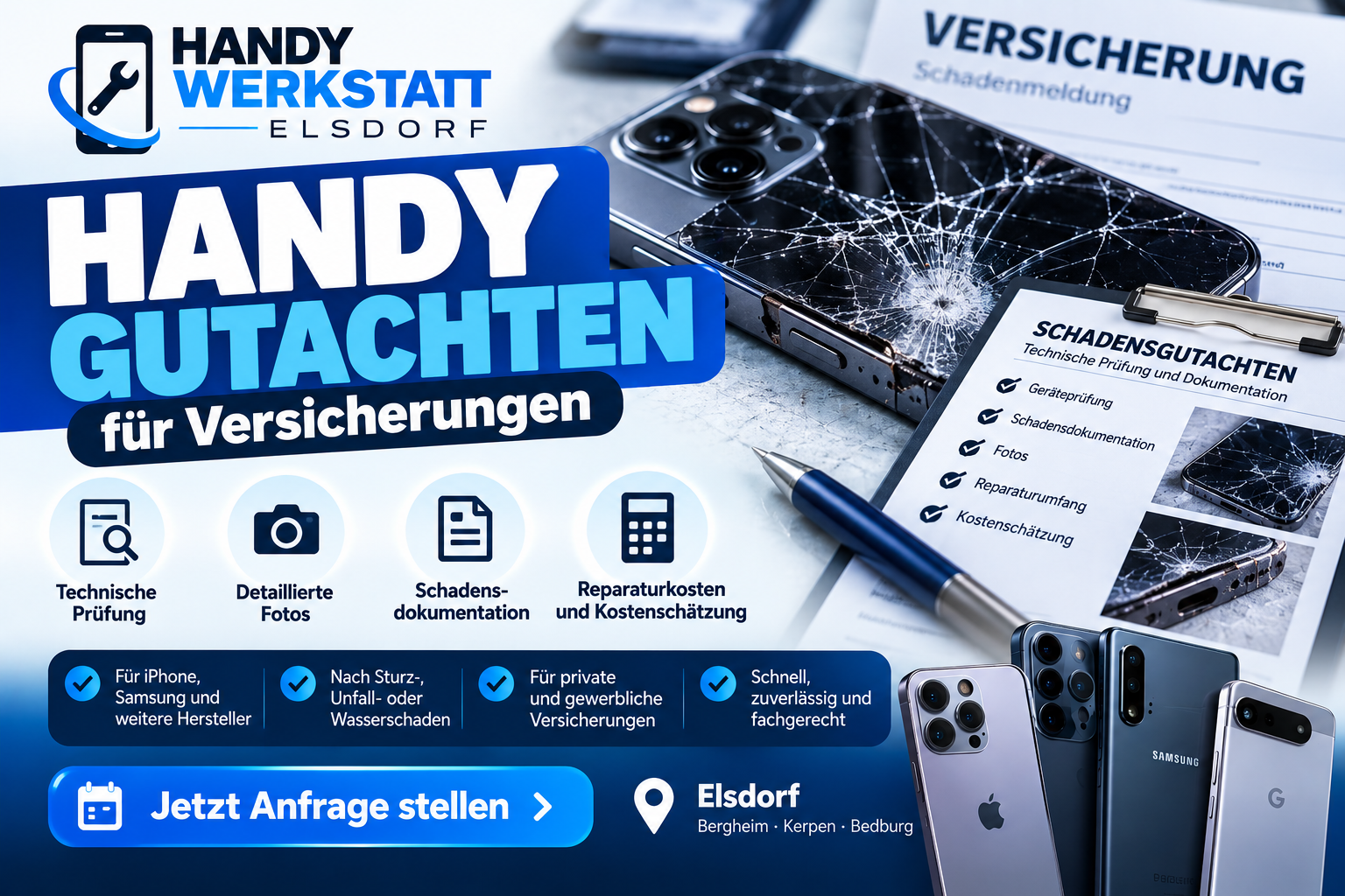 Handy Gutachten für Versicherungen in Elsdorf